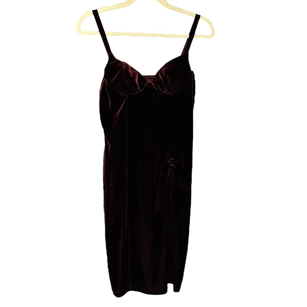Vintage Burgundy Velvet Mini Dress Size L